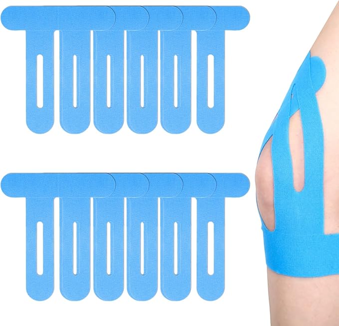 10 Pcs Precut Kinesiology Tape for Knees,Kinesiology Ankle Tape,Waterproof Elastic Knee Kinetic Tape,Breathable Latex-Free Tape for Knee Support and Stability,Pain Relief(Blue)