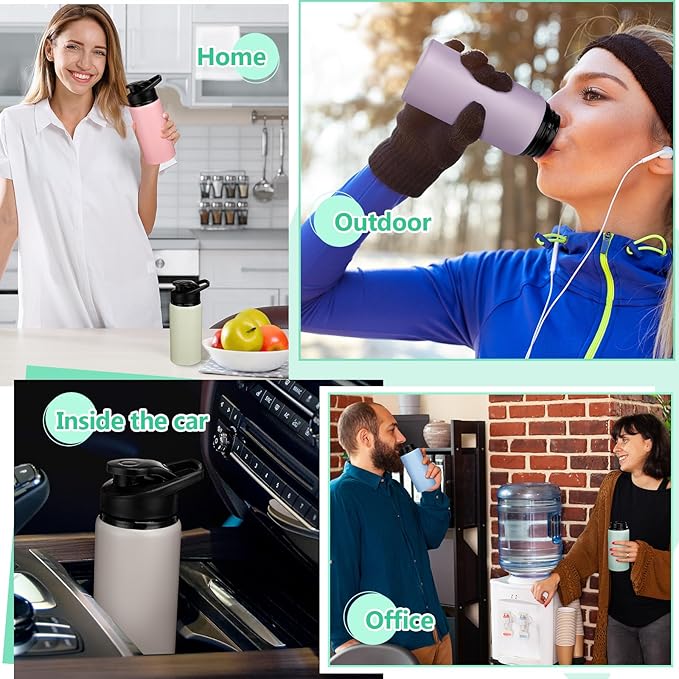 Domensi Aluminum Water Bottle Bulk Reusable Water Bottle, Lightweight Easy Carry Leakproof with Snap Lid Travel Bottles, for Gym Outdoor Sports Cycling Camping Fishing(17oz, 18 Pack)