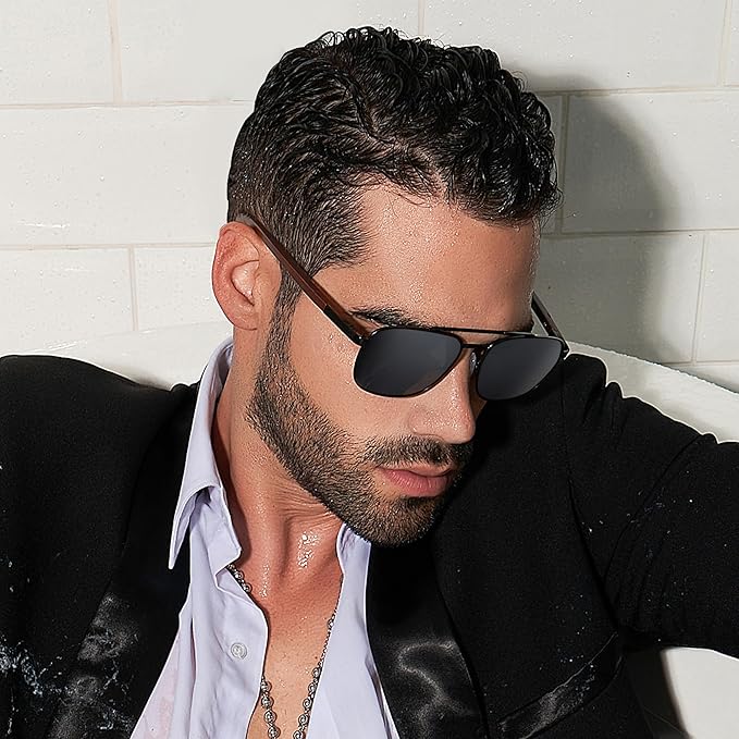 ZENOTTIC Aviator Wood Polarized Sunglasses for Men 100% UV Protection Fishing Driving Golf