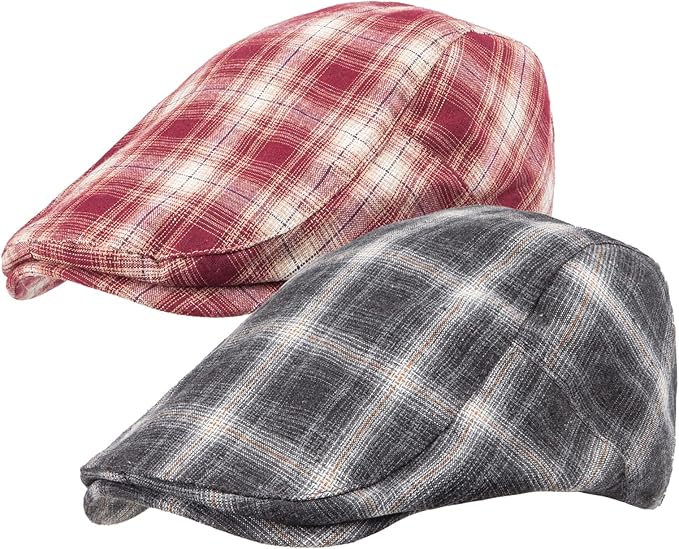 LADYBRO 2Pack Unisex Flat Cap Newsboy Hats for Men Women, Summer Casual Adjustable