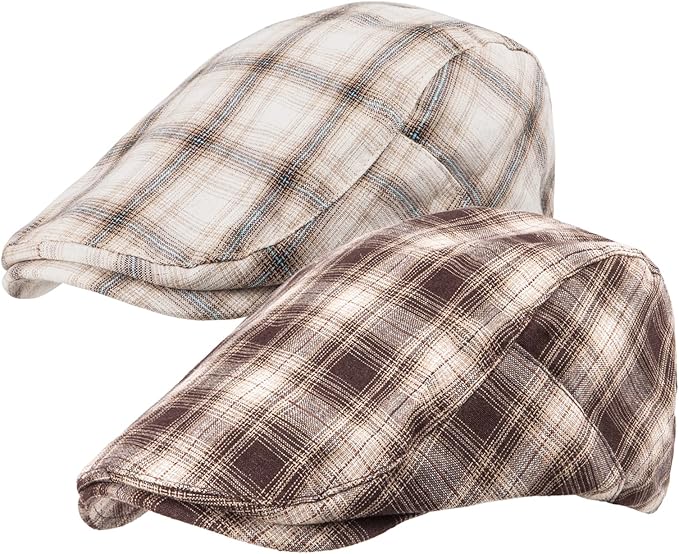 LADYBRO 2Pack Unisex Flat Cap Newsboy Hats for Men Women, Summer Casual Adjustable