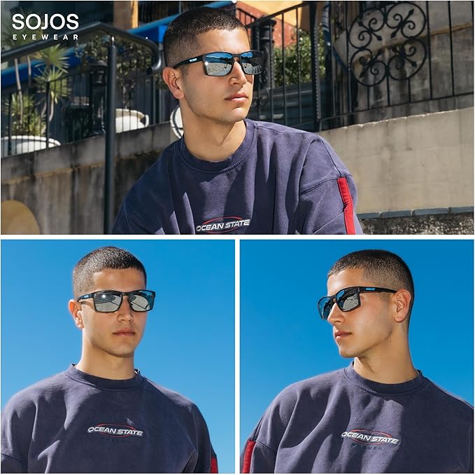 SOJOS Polarized Sunglasses for Driving, Outdoor Sports - Square UV Protection Shades Men Women