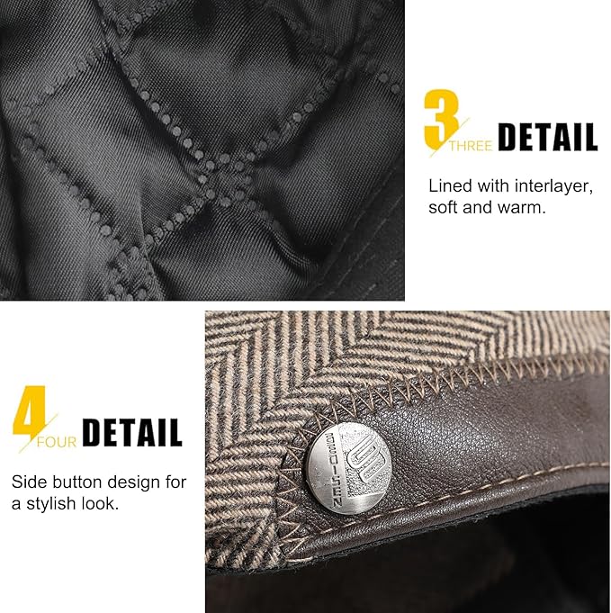 Sumolux Mens Newsboy Hat Flat Cap Gatsby Newsboy Lvy Irish Hats Driving Cabbie Hunting Cap