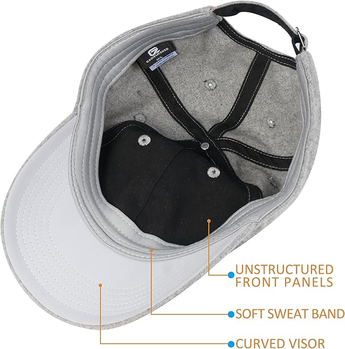 GADIEMKENSD Unstructured Wool Baseball Caps Winter Warm Hat Adjustable