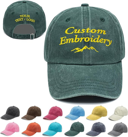 Custom Embroidered Hats, Personalized Embroidery Baseball Caps Add Your Logo Text Gift for Men Women