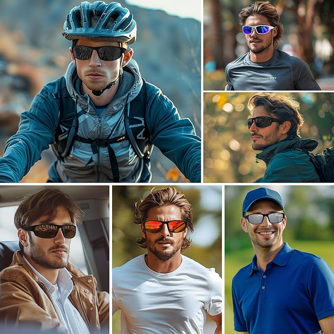 Sports Polarized Sunglasses for Men Women Wrap Around Sun Glasses Fishing Cycling Driving Running UV Protection