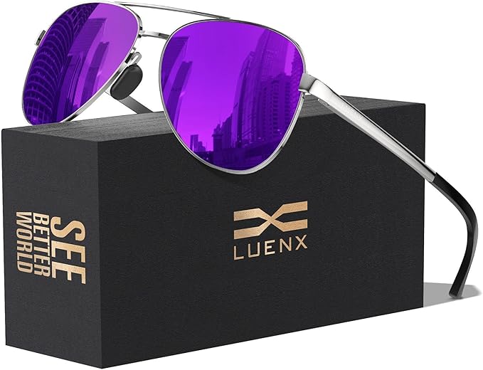 LUENX Aviator Sunglasses for Men Women Polarized - UV400 Protection, Stylish Shades, Driving, Outdoor Activities
