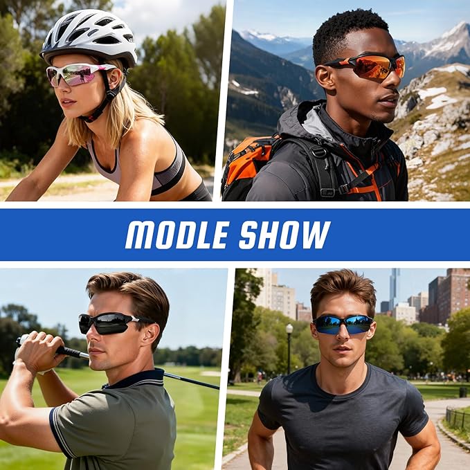 XVXV Polarized Sports Sunglasses for Men - UV Protection Half Frame Sun Glasses for Running Fishing