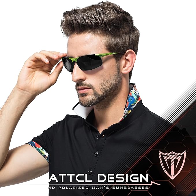 ATTCL Men's Fashion Driving Polarized Sunglasses for Men - Al-Mg metal Ultralight Frame