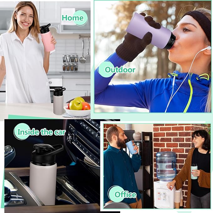 Domensi 6 Pack Aluminum Water Bottle Bulk Reusable Water Bottle, Lightweight Easy Carry Leakproof with Snap Lid Travel Bottles, for Gym Outdoor Sports Cycling Camping Fishing (17oz,Morandi Colors)