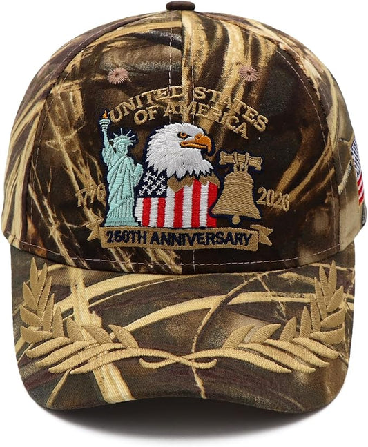 250 Anniversary USA Hat United States 250th Year American Anniversary Hat Patriotic Embroidered Baseball Caps for Men Women