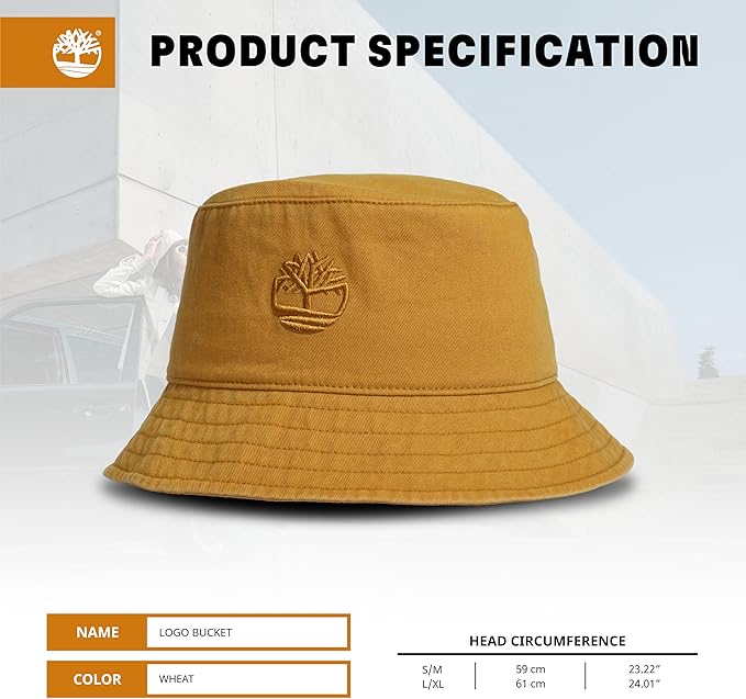 Timberland Mens Bucket Hat, Cotton Twill, Soft Brushed Finish, Packable Sun Hat