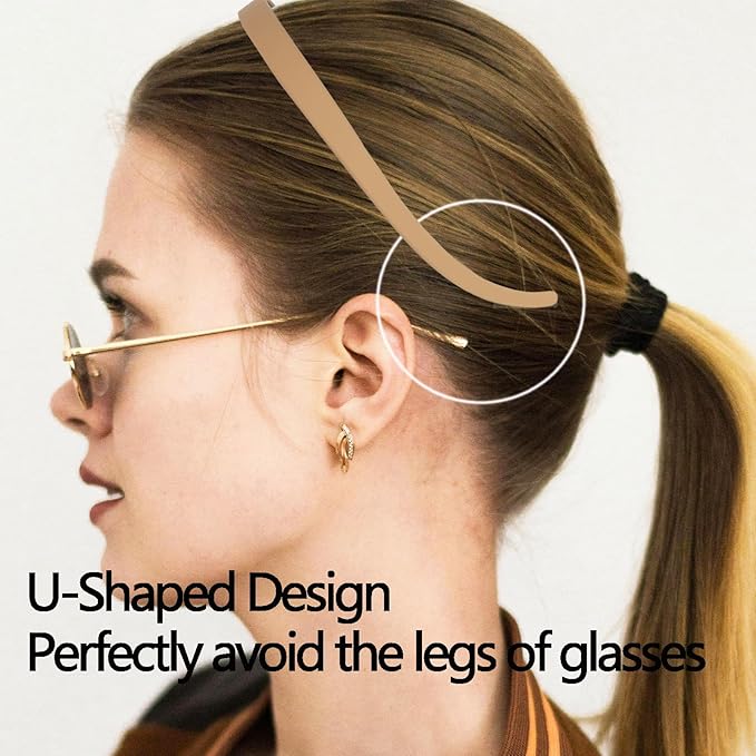 3 Pcs Flex No Pressure Headbands for Women Glasses Wearers - Comfortable Thin Plastic Headbands with Teeth (White, Khaki, Black)