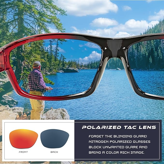 Nitrogen Polarized Wrap Around Sport Sunglasses for Men Women UV400 Driving Fishing Running Sun Glasses