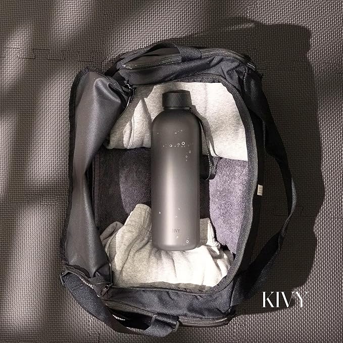 KIVY Large Water Bottle 50oz [Lightweight & Shatterproof] Fits Backpack & Cupholder for Travel, Sports, School - Cream white water bottle no straw - 50 ounces water bottles - Dishwasher Safe