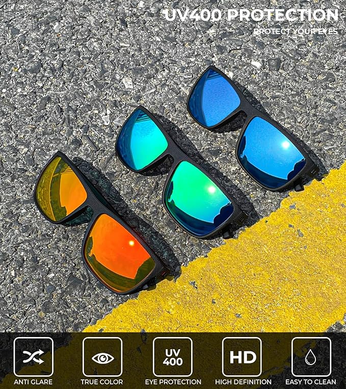 KALIYADI Polarized Sunglasses for Men, Lightweight Sun Glasses with UV Protection for Driving Fishing Golf