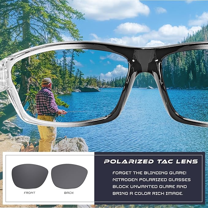 Nitrogen Polarized Wrap Around Sport Sunglasses for Men Women UV400 Driving Fishing Running Sun Glasses