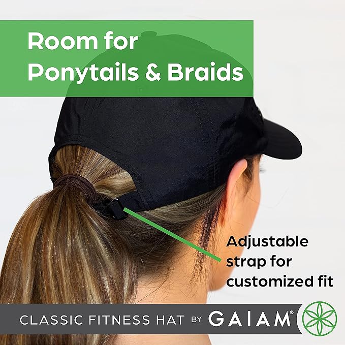 Gaiam Women's Classic Fitness Running Hat - Ponytail Hats with Quick-Dry Sweatband for Hiking & Summer Beach Vacation