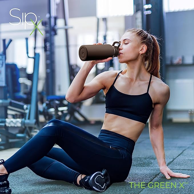 SIPX™ 32 oz Insulated Water Bottle with 3 Lids – Leakproof Stainless Steel, Triple Insulated – Cold 24 Hours/Hot 12 Hours – Durable Bottle for School, Gym, Travel – Black