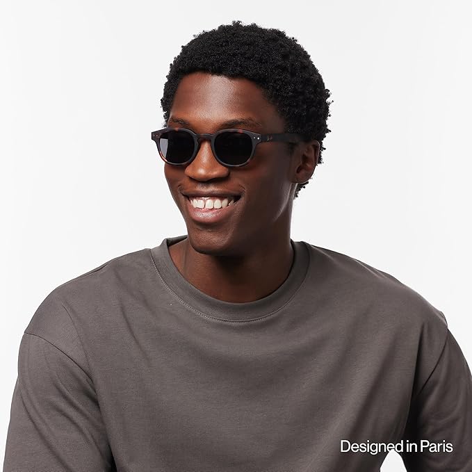 IZIPIZI SUN #C Sunglasses Men & Women – Pantos with Biobased Frame, Anti-Scratch Grey Lenses, 100% UV Category 3 Protection