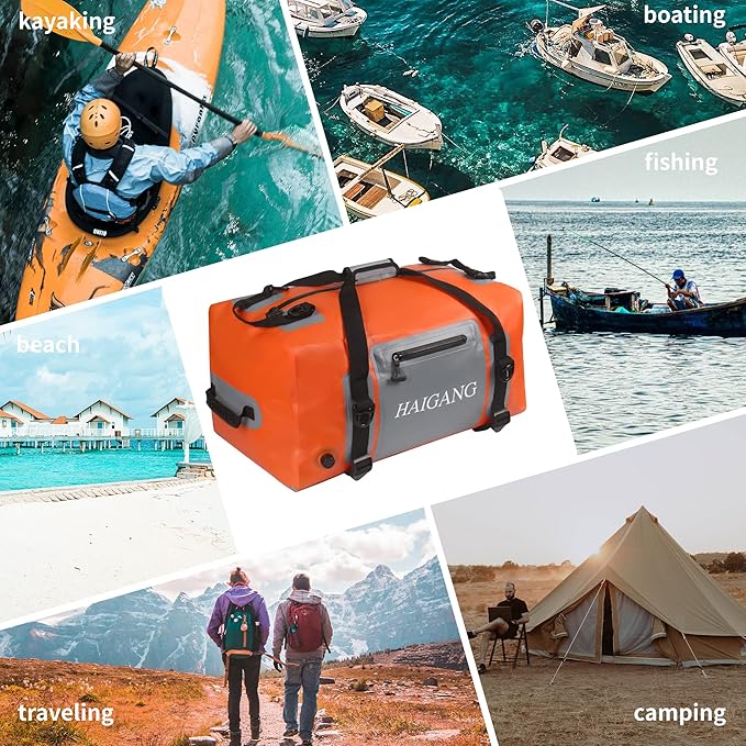 110L Waterproof Duffel Bag Travel Dry Bag, Large Capacity, Adjustable Thickened Straps and Handles, Zip Closure, Air Valve, Fully Waterproof, Perfect for Boating, Rafting, Motorcycle Kayaking