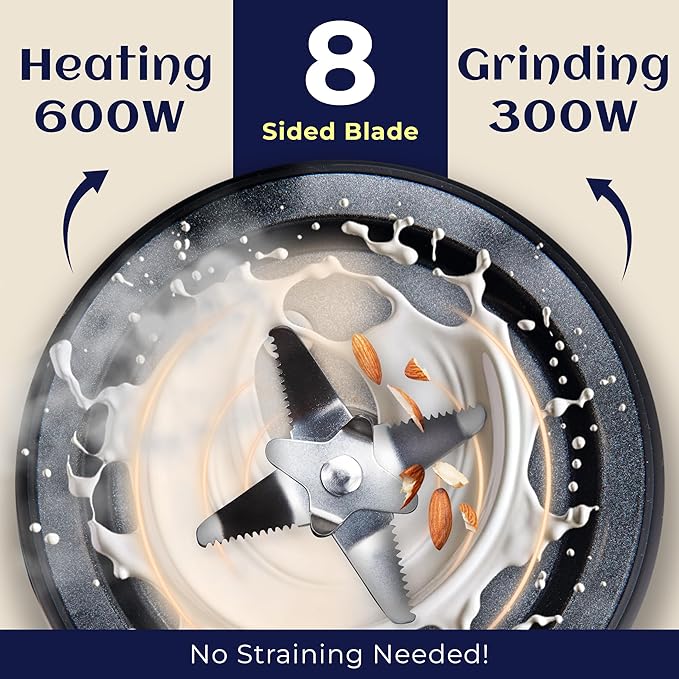 16-in-1 Blender & Nut Milk Maker, 50oz – Soy/Oat Milk, Plant-Based Milk, Milkshake, Soup Maker. 8 High-Speed Blades, Ultra-Quiet Noise Canceling, Auto Timer, Heat Insulation.