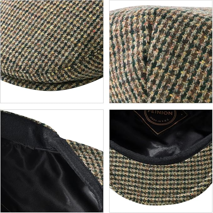 Men's Wool Tweed Newsboy Ivy Cap Gatsby Golf Flat Hat
