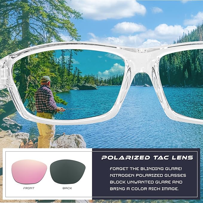 Nitrogen Polarized Wrap Around Sport Sunglasses for Men Women UV400 Driving Fishing Running Sun Glasses