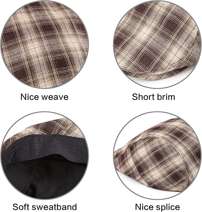 LADYBRO 2Pack Unisex Flat Cap Newsboy Hats for Men Women, Summer Casual Adjustable