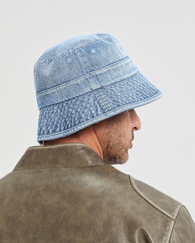 Zylioo XXL XL L M Denim Bucket Sun Hat,Oversized Jean Fisherman Hats,Adjustable Packable Summer Travel Hats