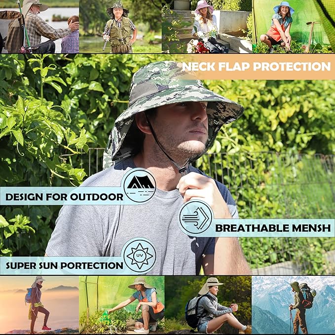 Solaris Sun Hat with Neck Flap, UPF 50 Sun Protection Lightweight Sun Cap for Men Women, Wide Brim Hat for Fishing Hiking