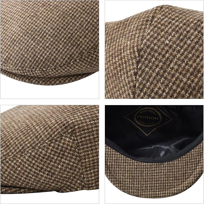Men's Wool Tweed Newsboy Ivy Cap Gatsby Golf Flat Hat