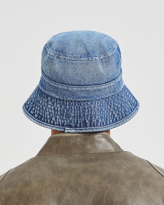 Zylioo XXL XL L M Denim Bucket Sun Hat,Oversized Jean Fisherman Hats,Adjustable Packable Summer Travel Hats