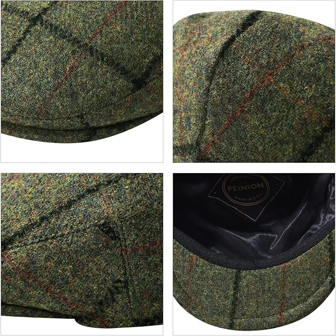Men's Wool Tweed Newsboy Ivy Cap Gatsby Golf Flat Hat