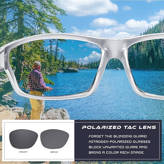 Nitrogen Polarized Wrap Around Sport Sunglasses for Men Women UV400 Driving Fishing Running Sun Glasses