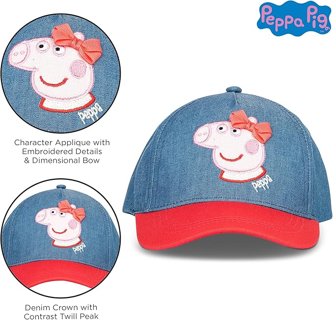 Hasbro Girls' Baseball Cap, Peppa Pig Adjustable Toddler Hat for Ages 2-4