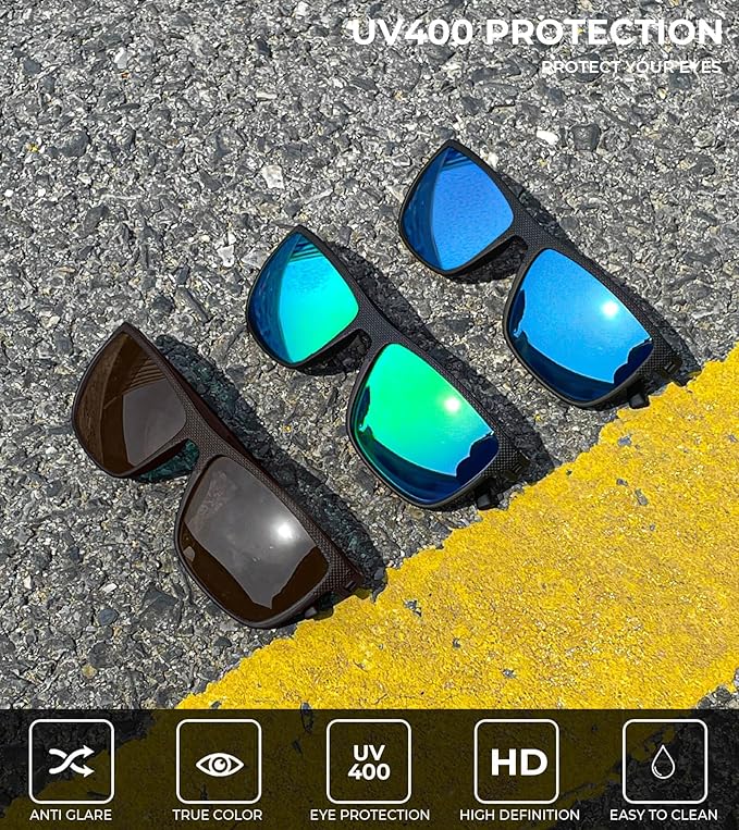 KALIYADI Polarized Sunglasses for Men, Lightweight Sun Glasses with UV Protection for Driving Fishing Golf