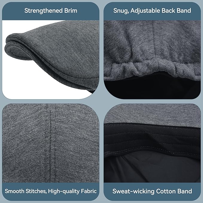 KUJUHA Men's Newsboy Cap Cotton Flat Ivy Gatsby Newsboy Hat Driving Hat Irish Cabbie Hunting Caps Winter Hat