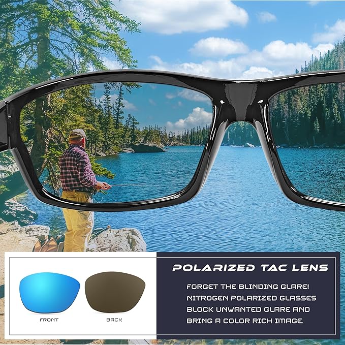 Nitrogen Polarized Wrap Around Sport Sunglasses for Men Women UV400 Driving Fishing Running Sun Glasses