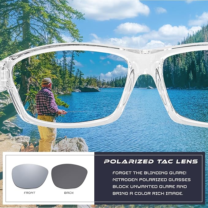 Nitrogen Polarized Wrap Around Sport Sunglasses for Men Women UV400 Driving Fishing Running Sun Glasses