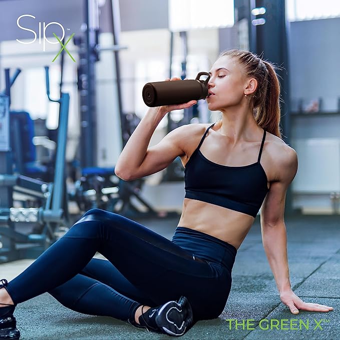 SIPX™ 25 oz Insulated Water Bottle with 3 Lids – Leakproof Stainless Steel, Triple Insulated – Cold 24 Hours/Hot 12 Hours – Durable Bottle for School, Gym, Travel – Black