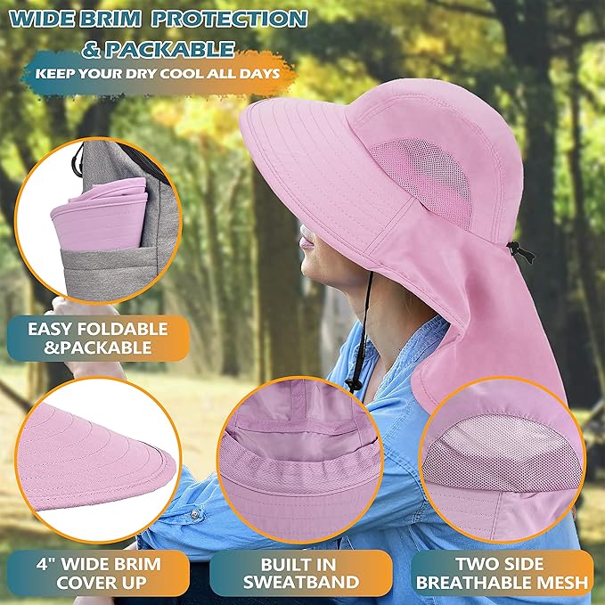 Solaris Sun Hat with Neck Flap, UPF 50 Sun Protection Lightweight Sun Cap for Men Women, Wide Brim Hat for Fishing Hiking