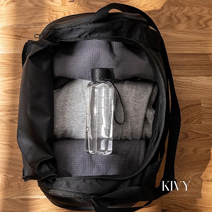 KIVY Tritan Water Bottle 2nd Generation (Black Clear, 22oz)