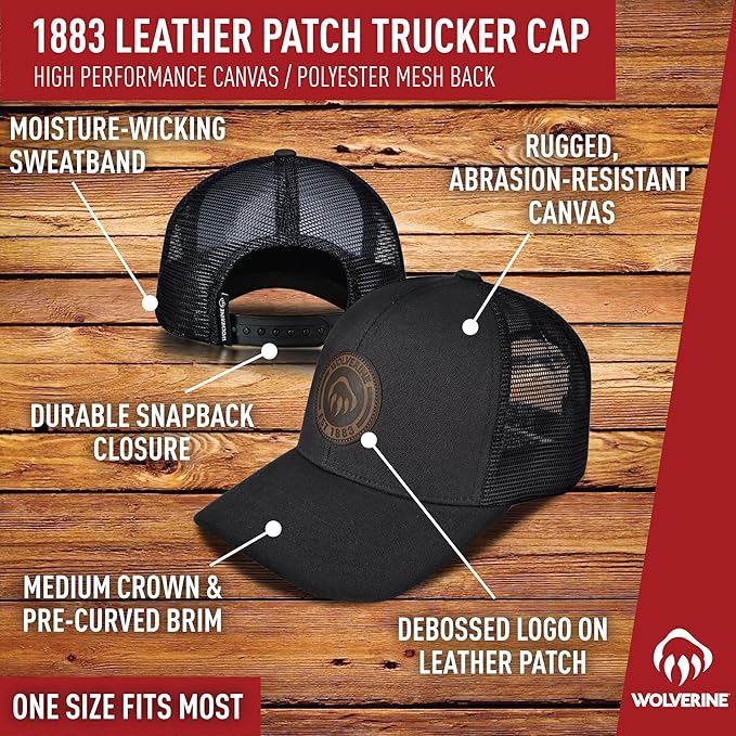 Wolverine Trucker Hat | Mesh Back | Snapback | Adjustable | Rugged | Durable | Workwear