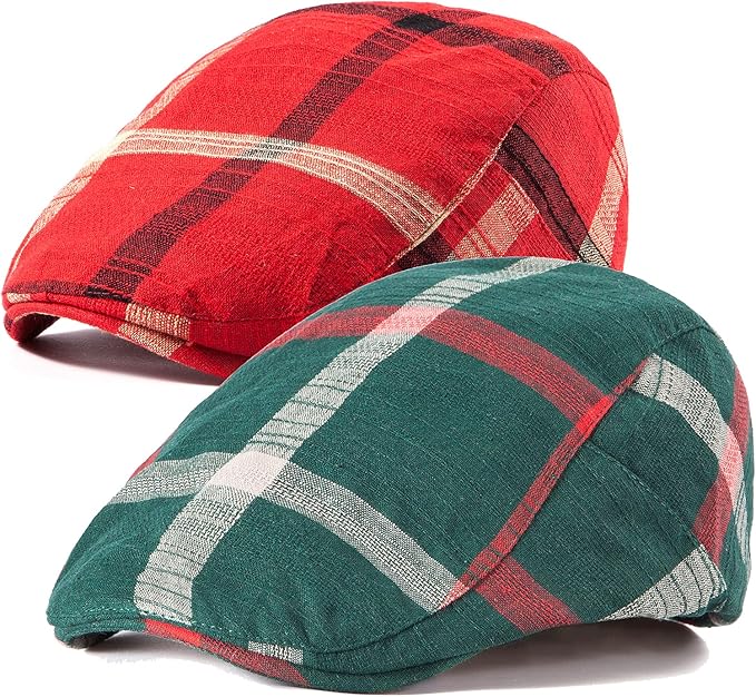 LADYBRO 2Pack Unisex Flat Cap Newsboy Hats for Men Women, Summer Casual Adjustable