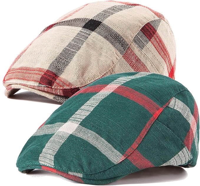 LADYBRO 2Pack Unisex Flat Cap Newsboy Hats for Men Women, Summer Casual Adjustable