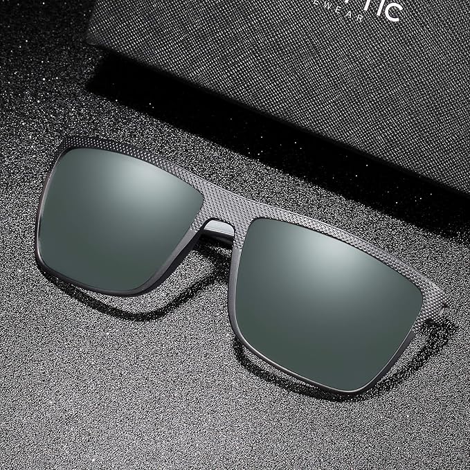 ZENOTTIC Polarized Sunglasses for Men Lightweight TR90 Frame UV400 Protection Square Sun Glasses